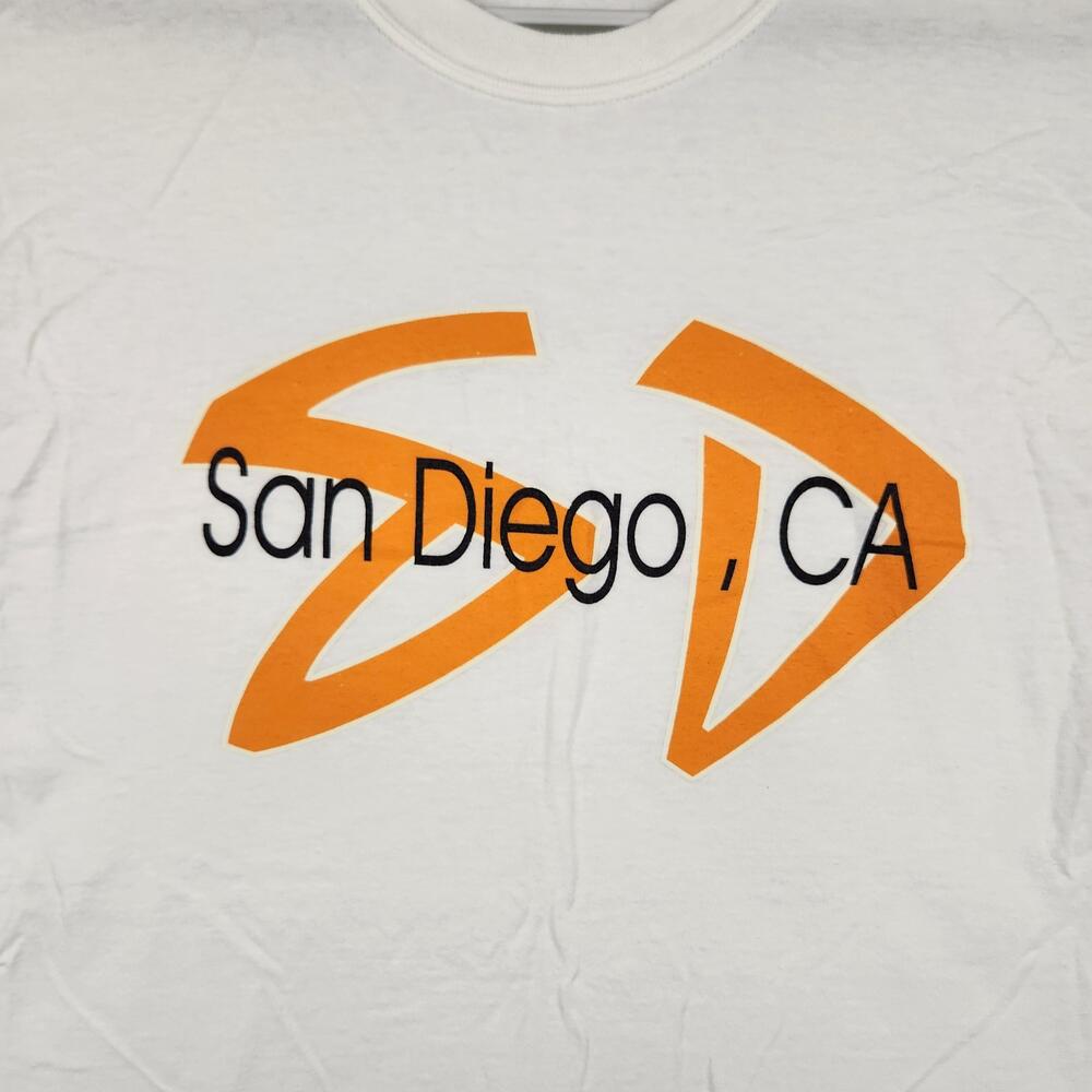 Vintage San Diego Shirt Mens Large White SD Logo Graphic California Travel y2k